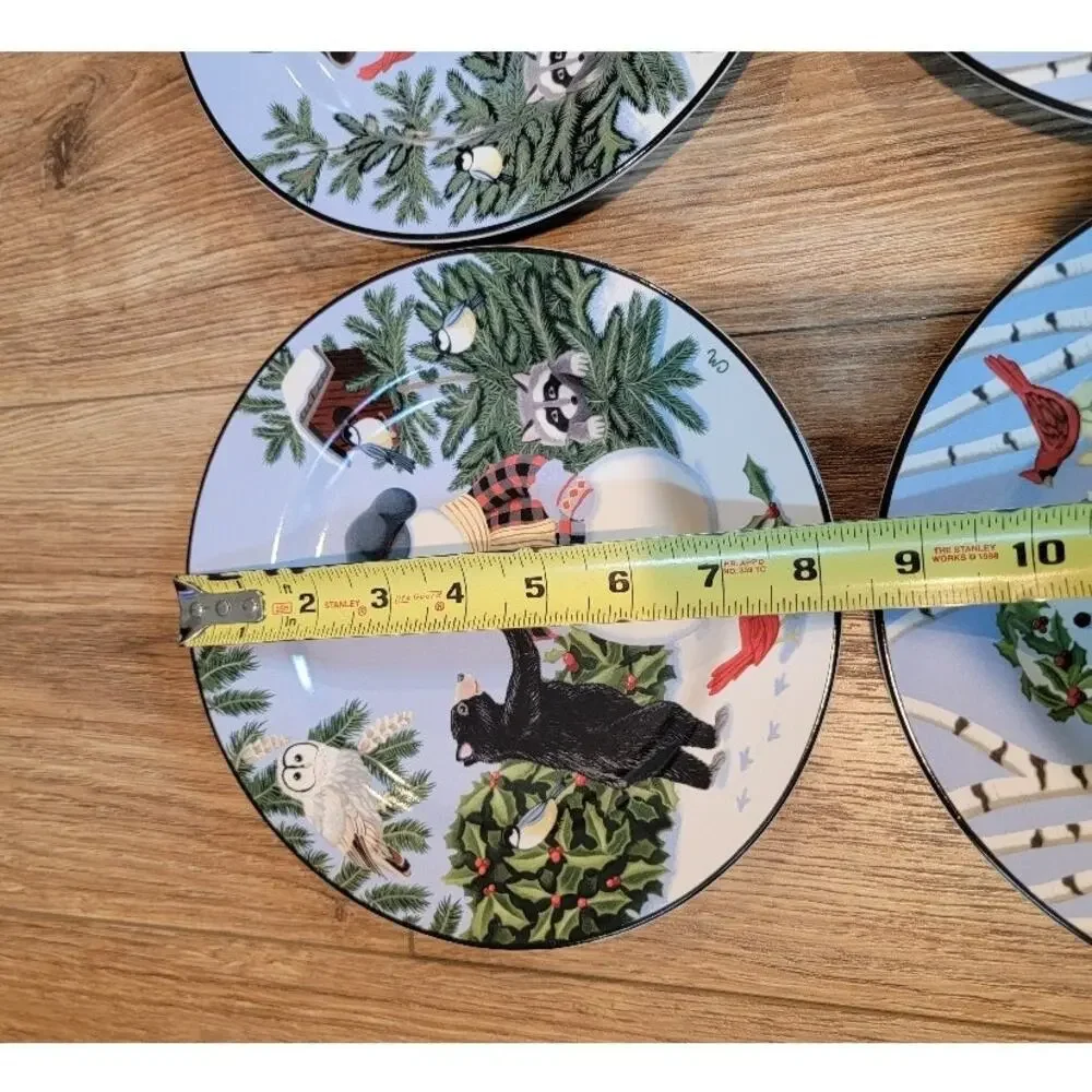 Christmas Snowmen Dessert / Salad Plates Claire Murray Gibson Set of 4 Stoneware
